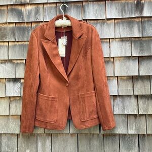 Solitaire Elegant Suede Like Material Women's Jacket in Rust